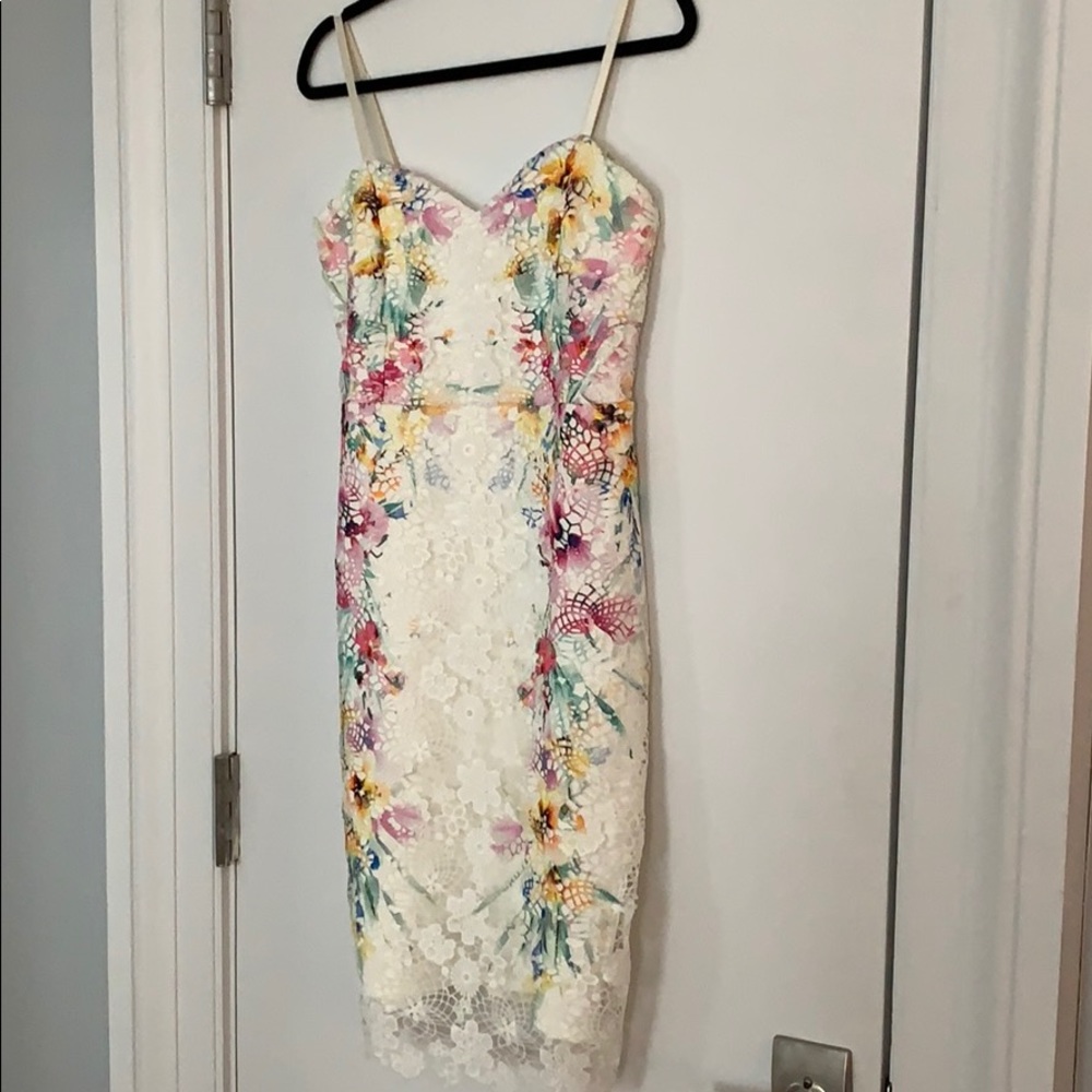 Lipsy US size 10, white with lace & florals